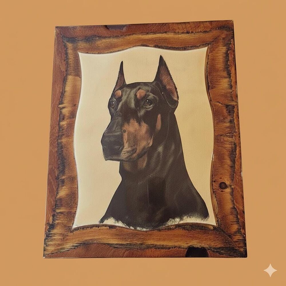 Mid-Century Modern Doberman Resin Wall Plaque, Handmade Plywood Art